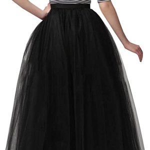 Plus Size A-line Maxi Long Tulle Skirt - Plus Size Black Tutu